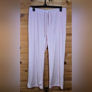 Juicy Couture Lounge Pajama Pants Velour Plush Logo Rhinestones Womens XL Pink